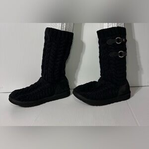 UGG S/N 3177 black knit winter boots women size 7